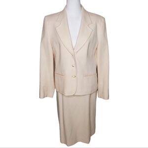 Vintage Pendleton Cream Wool Suit, Blazer and Pencil Skirt Set, Size 12, Career